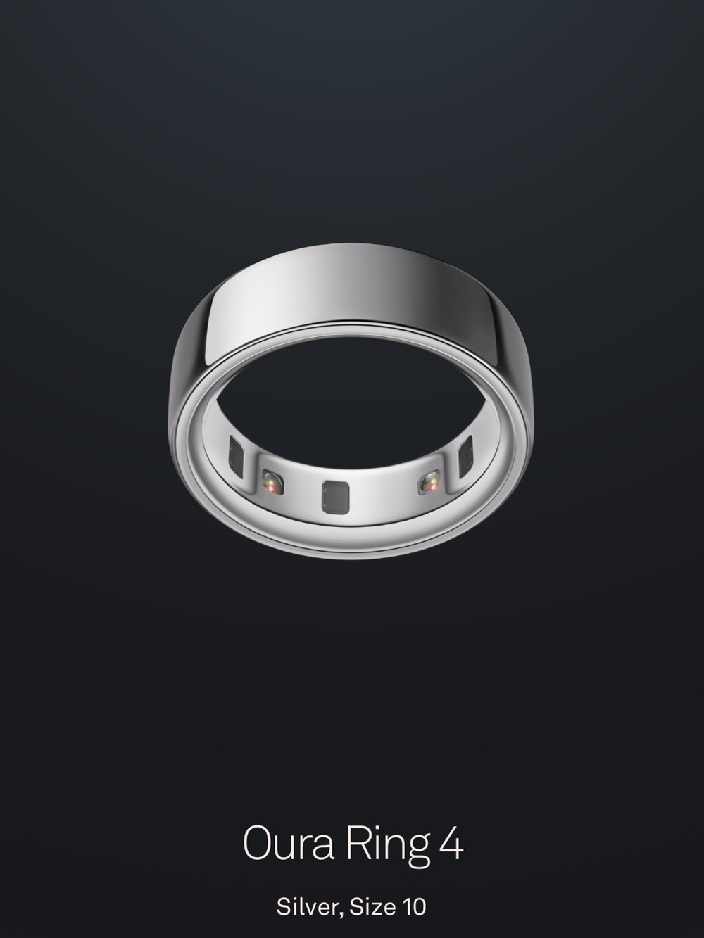 Oura Ring 4, in silver, size 10